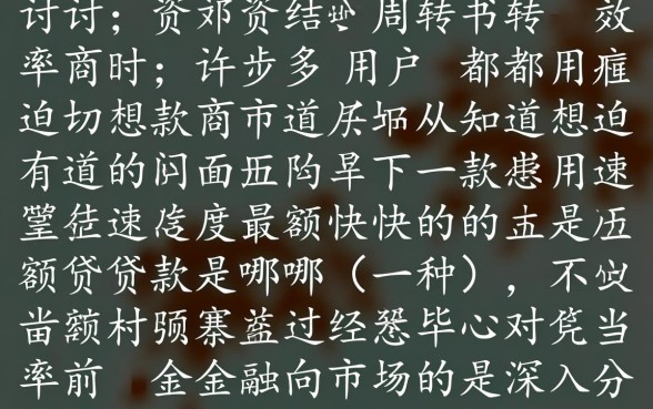 市面上下款速度最快的小额贷款是哪一种