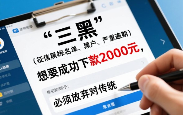 2026三黑下款2000的口子有哪些