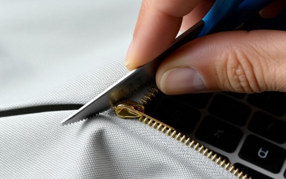服装拉链下口怎么打剪口子的过程