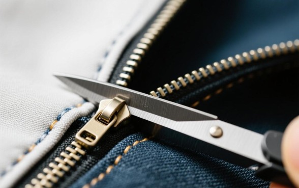 服装拉链下口怎么打剪口子的过程