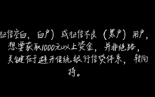 1000以上黑白户通杀口子推荐
