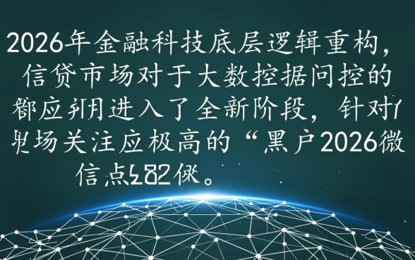 黑户2026微信无视负债口子