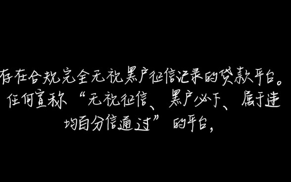 哪个平台贷款无视黑户征信记录