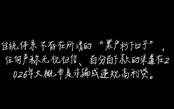 2026年黑户秒下的口子有吗