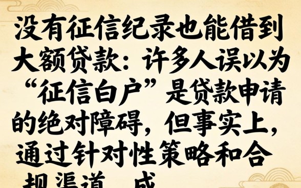 没有征信记录也能借到大额贷款