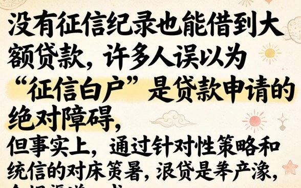 没有征信记录也能借到大额贷款