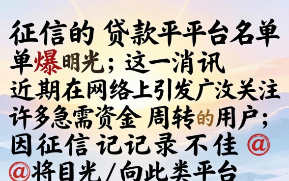 不查征信的贷款平台名单曝光