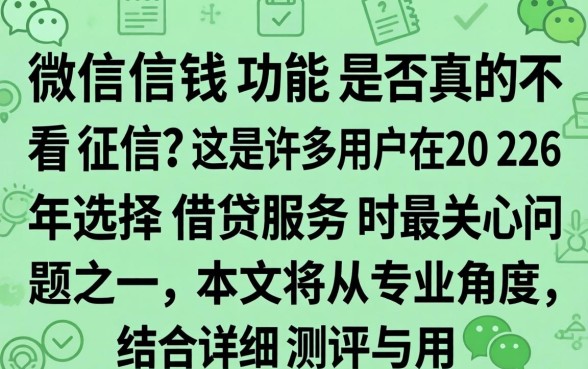 微信借钱不看征信的秘密大揭秘