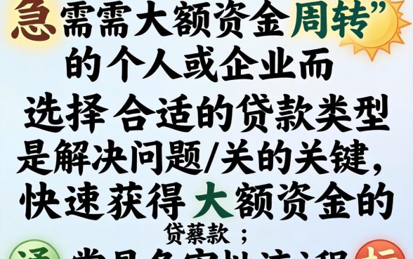 哪类贷款能快速获得大额资金
