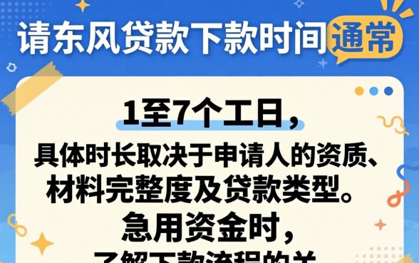 借东风贷款审核下款时间一般需要几天