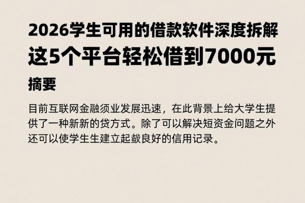 2026学生可用的借款软件深度拆解!这5个平台轻松借到7000元