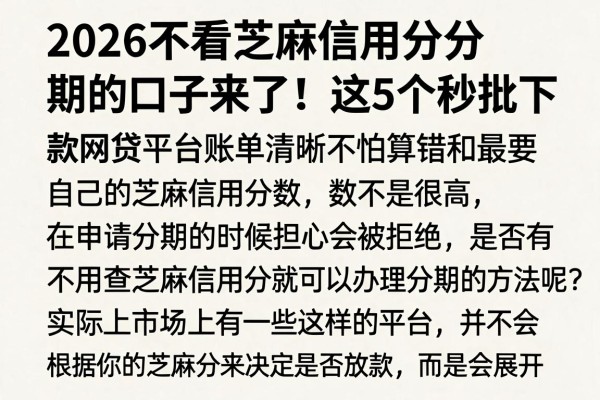 2026不看芝麻信用分分期的口子来了！这5个秒批下款网贷平台账单清晰不怕算错