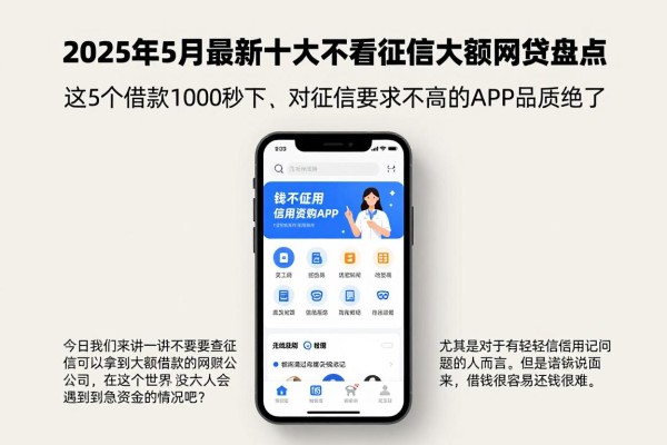 2025年5月最新十大不看征信大额网贷盘点,这5个借款1000秒下、对征信要求不高的APP品质绝了