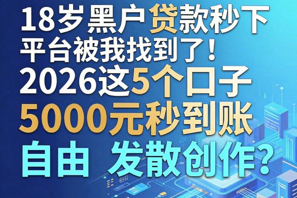 18岁黑户贷款秒下的平台被我找到了!2026这5个口子5000元秒到账