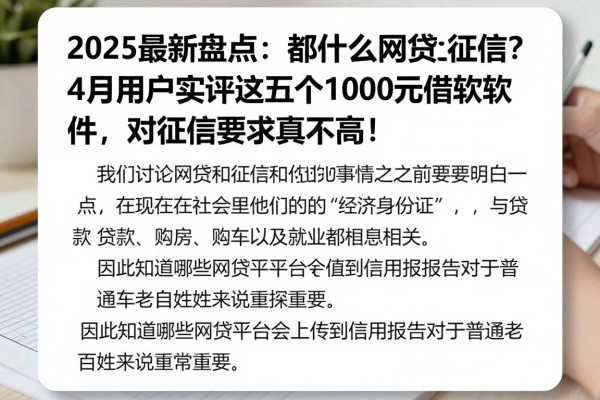 2025最新盘点:都什么网贷上征信?4月用户实评这五个1000元借款软件,对征信要求真不高!