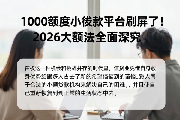 1000额度小额贷款平台刷屏了!2026大额法全面深究
