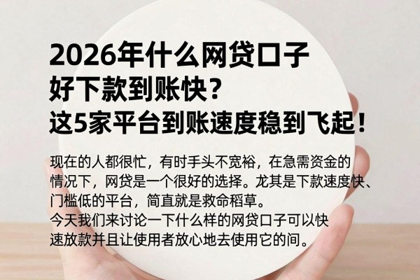 2026年什么网贷口子好下款到账快？这5家平台到账速度稳到飞起！