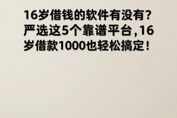 16岁借钱的软件有没有？严选这5个靠谱平台，16岁借款1000也能轻松搞定！