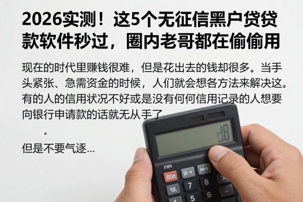2026实测!这5个无征信黑户贷款软件秒过,圈内老哥都在偷偷用