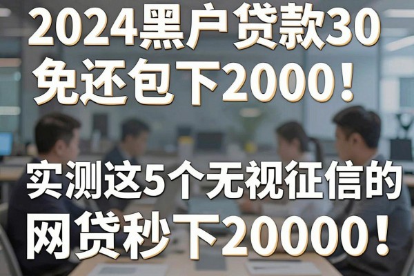 2024黑户贷款30免还包下2000!实测这5个无视征信的网贷秒下20000