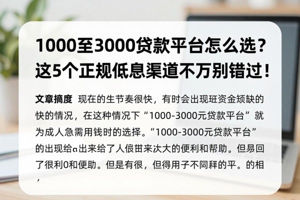 1000至3000贷款平台怎么选?这5个正规低息渠道千万别错过!