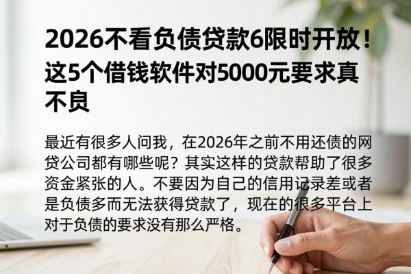 2026不看负债贷款6限时开放!这5个借钱软件对5000元要求真不高