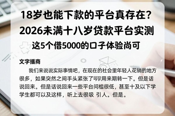 18岁也能下款的平台真存在?2026未满十八岁贷款平台实测,这5个借5000的口子体验尚可