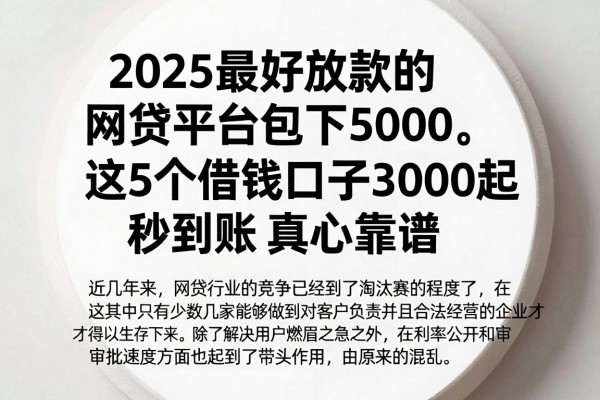 2025最好放款的网贷平台包下5000,这5个借钱口子3000起秒到账真心靠谱