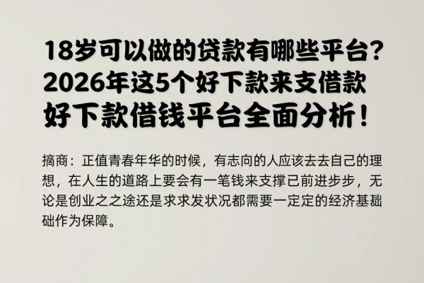 18岁可以做的贷款有哪些平台?2026年这5个好下款借钱平台全面分析!