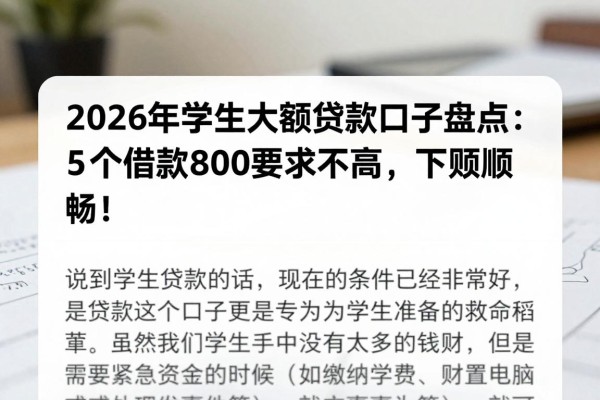 2026年学生大额贷款口子盘点:这5个借款8000要求不高,下款顺畅!