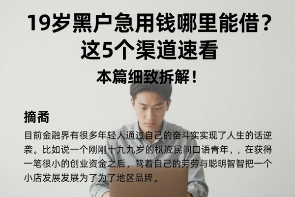 19岁黑户急用钱哪里能借？这5个渠道速看，本篇细致拆解！