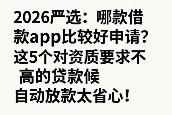 2026严选:哪款借款app比较好申请?这5个对资质要求不高的贷款app,自动放款太省心!