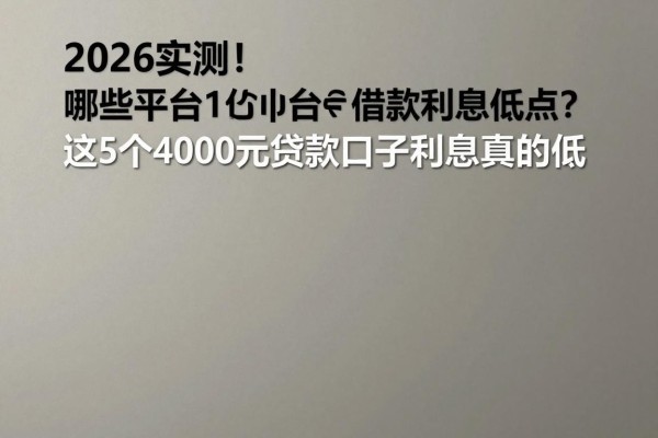 2026实测！哪些平台借款利息低点？这5个4000元贷款口子利息真的低