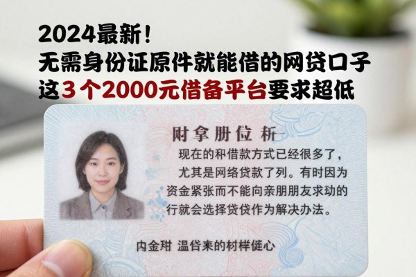 2024最新！无需身份证原件就能借的网贷口子，这3个2000元借款平台要求超低