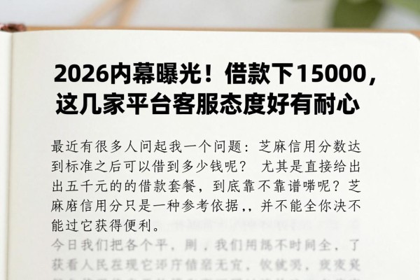 2026内幕曝光！芝麻信用分借款包下5000，这几家平台客服态度好有耐心