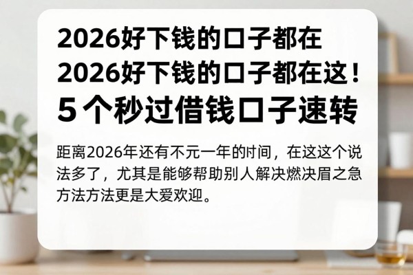 2026好下钱的口子都在这!5个秒过借钱口子速转