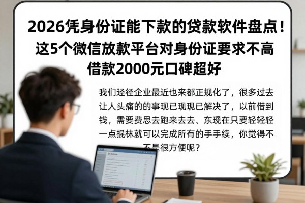 2026凭身份证能下款的贷款软件盘点!这5个微信放款平台对身份证要求不高,借款2000元口碑超好