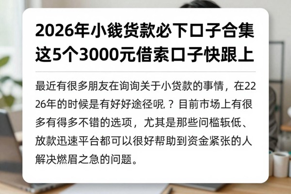 2026年小额贷款必下口子合集！这5个3000元借款口子快跟上