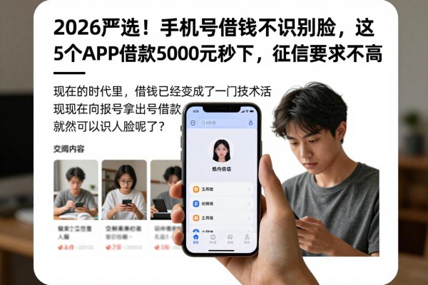 2026严选！手机号借钱不识别脸，这5个APP借款5000元秒下，征信要求不高