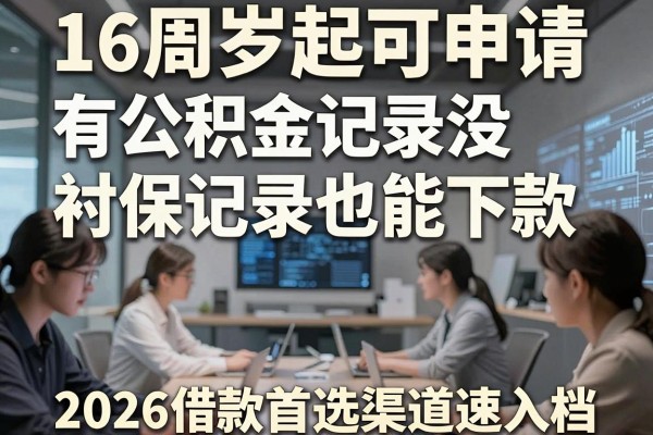 16周岁起可申请、有公积金记录没社保记录也能下款,2026借款首选渠道速入档!
