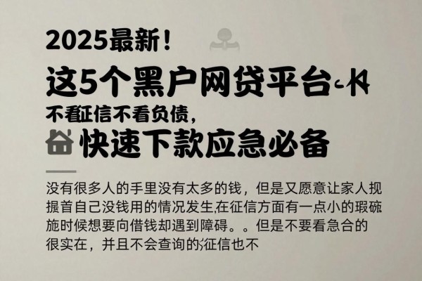 2025最新!这5个黑户网贷平台不看征信不看负债,快速下款应急必备