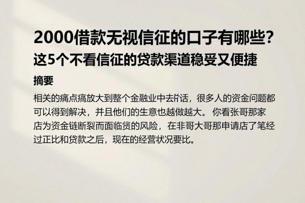 2000借款无视信征的口子有哪些？这5个不看信征的贷款渠道稳妥又便捷