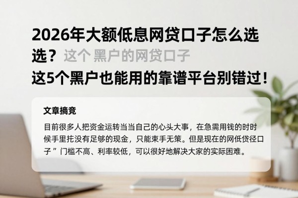 2026年大额低息网贷口子怎么选?这5个黑户也能用的靠谱平台别错过!