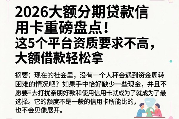 2026大额分期贷款信用卡重磅盘点！这5个平台资质要求不高，大额借款轻松拿