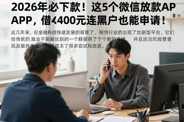 2026年必下款!这5个微信放款APP,借款4000元连黑户也能申请!