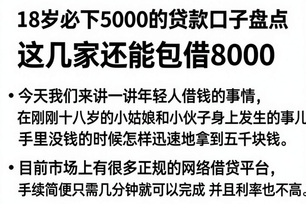 18岁必下5000的贷款口子盘点，这几家还能包借8000