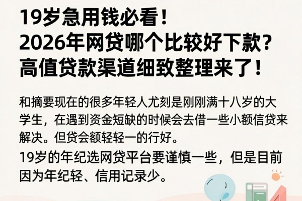 19岁急用钱必看！2026年网贷哪个比较好下款？高值贷款渠道细致整理来了！