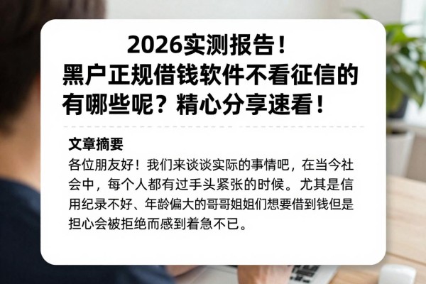 2026实测报告！黑户正规借钱软件不看征信的有哪些呢？精心分享速看！