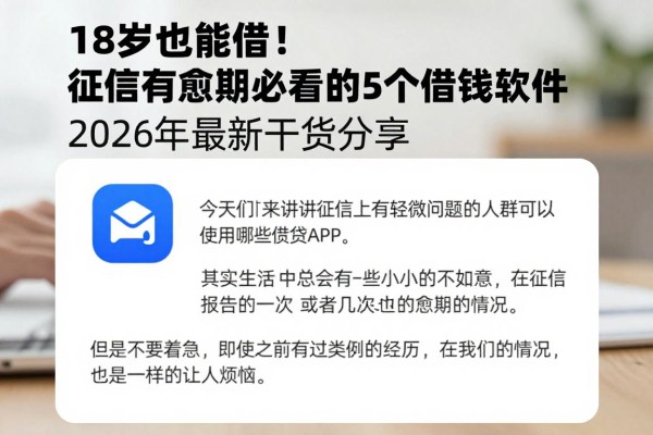 18岁也能借！征信有逾期必看的5个借钱软件，2026年最新干货分享