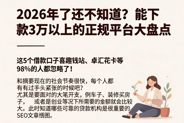 2026年了还不知道?能下款3万以上的正规平台大盘点,这5个借款口子喜趣钱站、卓汇花卡等98%的人都忽略了!